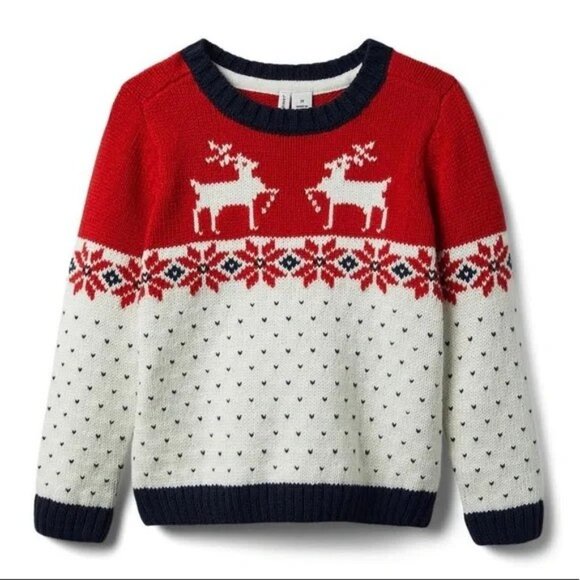 JANIE AND JACK Fair Isle Reindeer Sweater For Baby 6 to 12 Months Old - Picture 1 of 12